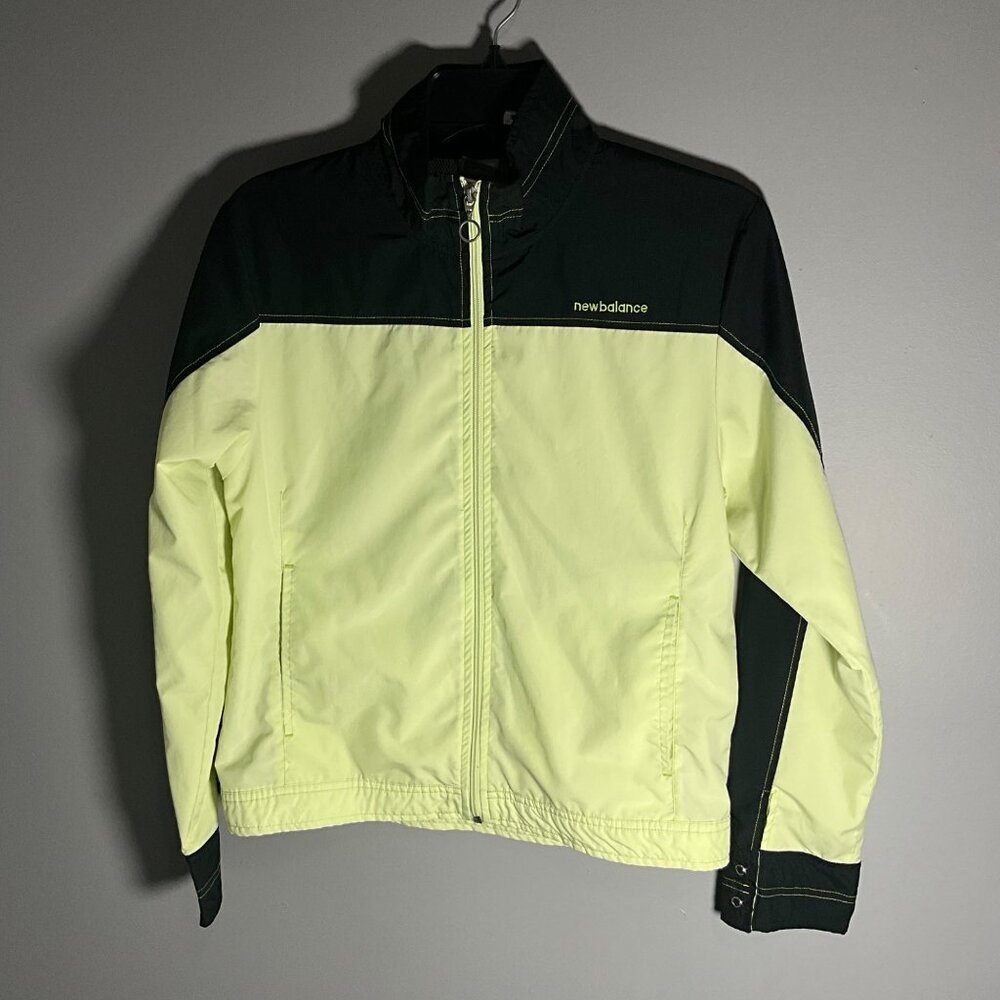 New Balance Womens Neon Yellow & Black Zip-Up Jacket Size M Lightweight Reflecti